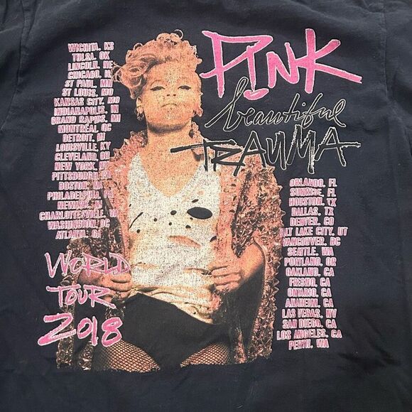 P!NK 2018 World Tour Concert T-Shirt Beautiful Trauma Black Pink Womens Small - Picture 4 of 5